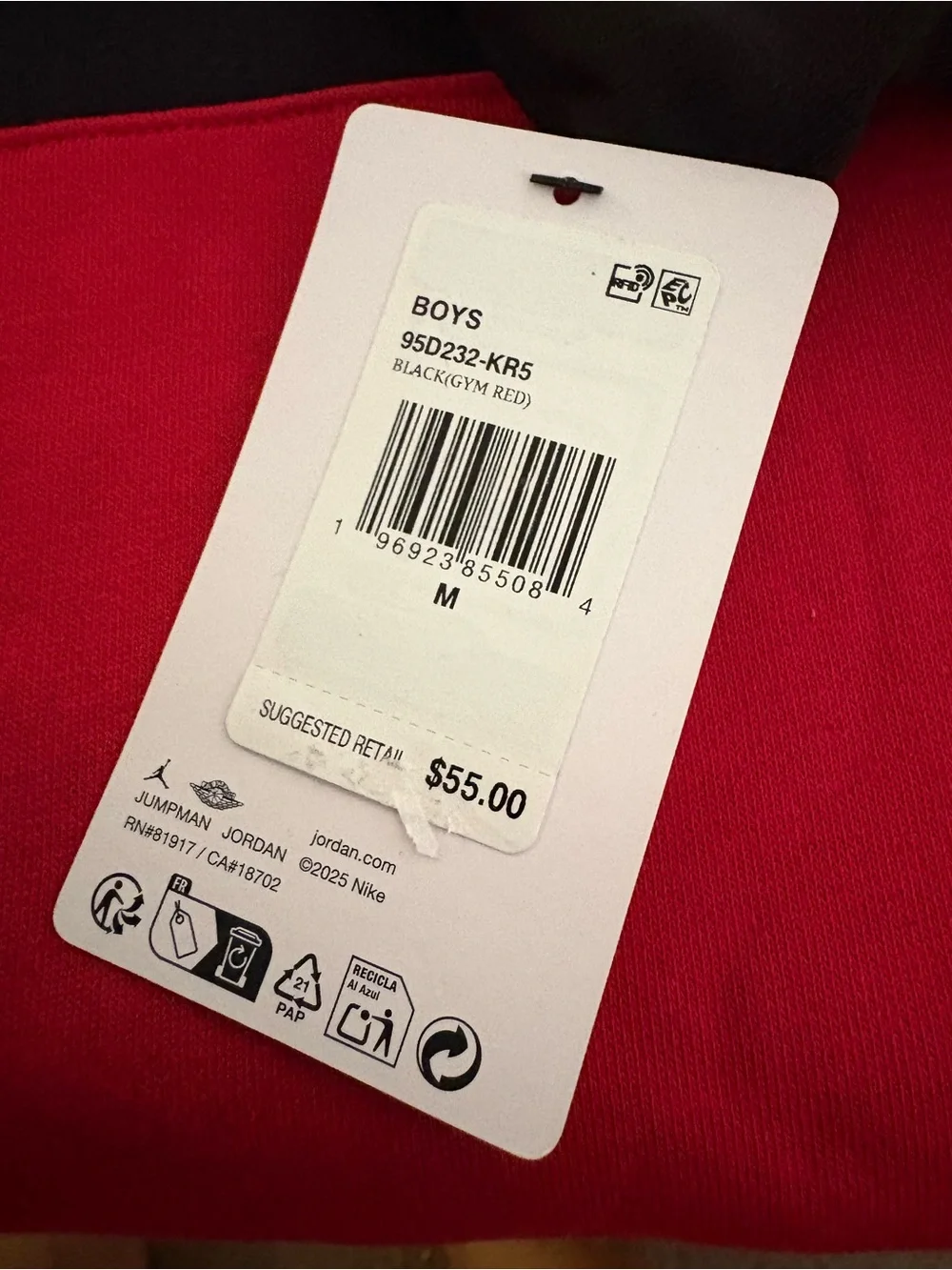 Jordan Colorblock Crewneck Sweatshirt - Black/Red/Grey